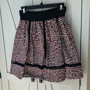 Sam Edelman Red and Black Patterned Skirt Sz XS